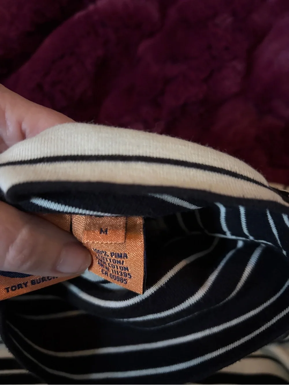 Tory Burch Classic Black & cream Striped Long-Sleeve turtleneck size medium